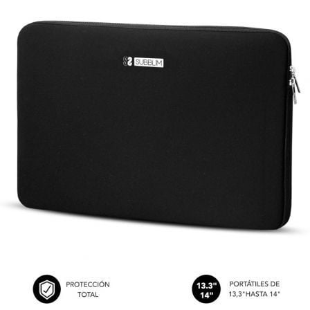 Funda Subblim Business Laptop Sleeve Neoprene para Portátiles 13.3' - 14'/ Negra - Tiensol