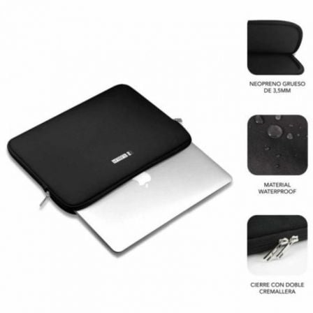 Funda Subblim Business Laptop Sleeve Neoprene V2 para Portátiles hasta 12.5'/ Negra - Tiensol