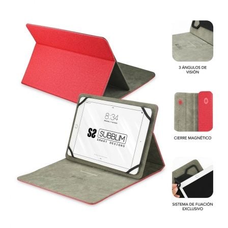 Funda Subblim Clever Stand para Tablets de 9' - 10.1'/ Roja - Tiensol