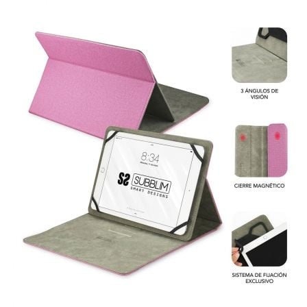 Funda Subblim Clever Stand para Tablets de 9' - 10.1'/ Rosa - Tiensol