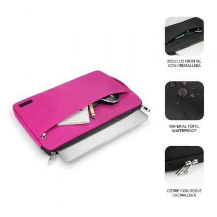 Funda Subblim Urban Laptop Sleeve para Portátiles hasta 14'/ Rosa - Tiensol