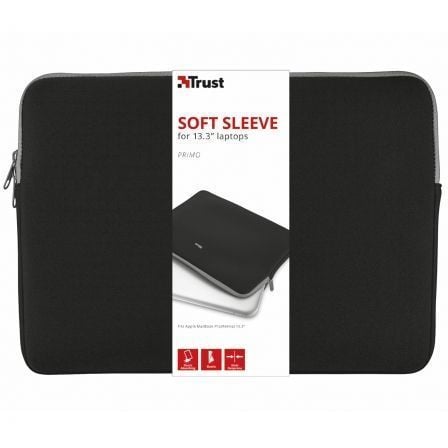 Funda Trust Primo Soft Sleeve para Portátiles hasta 13.3'/ Negra - Tiensol