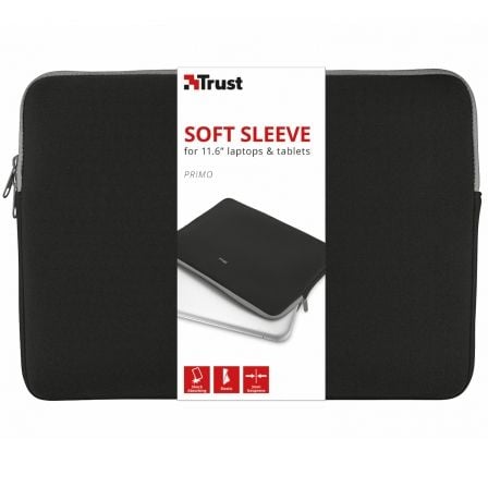 Funda Trust Primo Soft Sleeve para Portátiles/ Tablets hasta 11.6'/ Negra - Tiensol