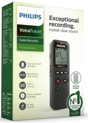 Grabadora de Voz Philips VoiceTracer DVT1160/ 8kHz/ Negro - Tiensol