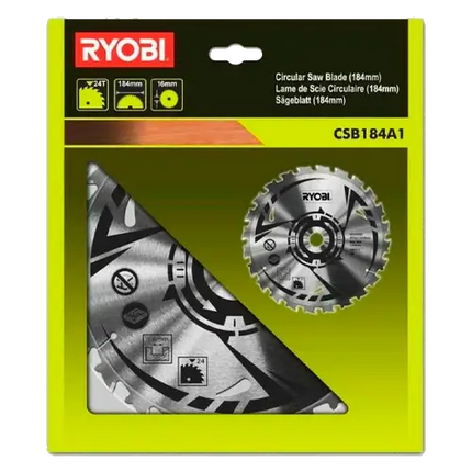 Hoja Sierra Circular Ryobi CSB184A1 184mm 24D | Compatible R18CS7-0 ONE + - Accesorios de Herramientas