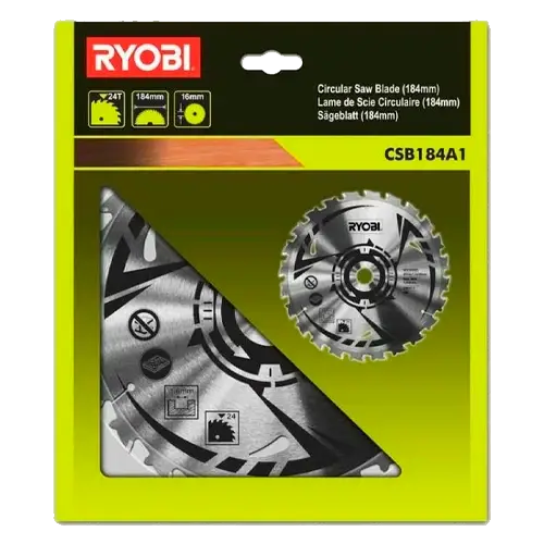 Hoja Sierra Circular Ryobi CSB184A1 184mm 24D | Compatible R18CS7-0 ONE + - Accesorios de Herramientas