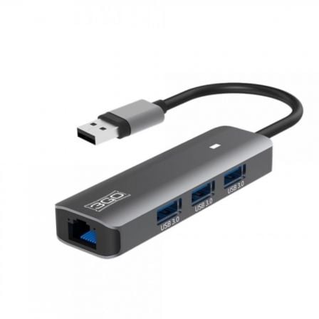 HUB USB 3.0 3GO HUB37PETH2/ 3xUSB/ 1xRJ45/ Gris - Tiensol