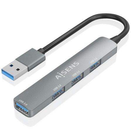 Hub USB 3.0 Aisens A106 - 0859/ 4xUSB/ Gris - Tiensol