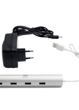 Hub USB 3.0 con Alimentación Externa Woxter HUB 73 PE26 - 142/ 7xUSB/ Gris - Tiensol