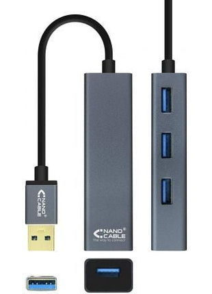 Hub USB 3.0 Nanocable 10.16.4402/ 4xUSB/ Gris - Tiensol