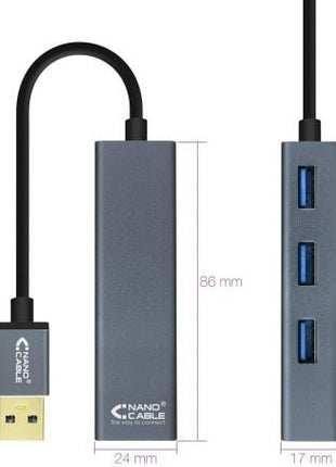 Hub USB 3.0 Nanocable 10.16.4402/ 4xUSB/ Gris - Tiensol