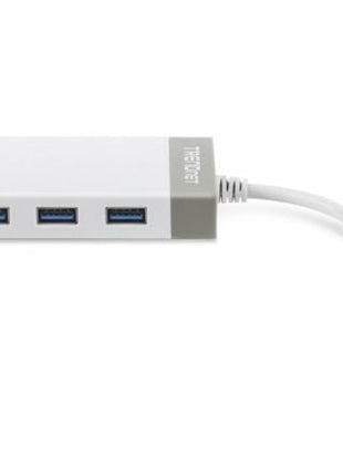 Hub USB 3.0 Trendnet TU3 - ETGH3/ 3xUSB/ 1xRJ45/ Blanco y Gris - Tiensol