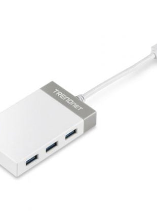 Hub USB 3.0 Trendnet TU3 - ETGH3/ 3xUSB/ 1xRJ45/ Blanco y Gris - Tiensol