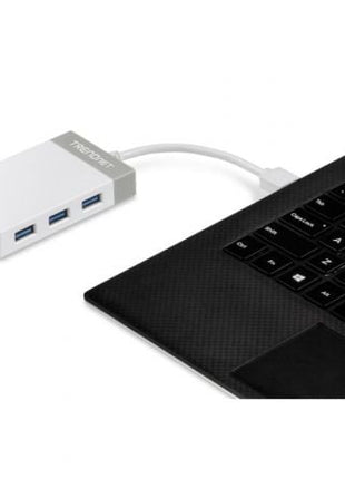 Hub USB 3.0 Trendnet TU3 - ETGH3/ 3xUSB/ 1xRJ45/ Blanco y Gris - Tiensol