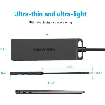 Hub USB 3.0 Vention CHLBB/ 4xUSB/ 1xMicroUSB PD - Tiensol