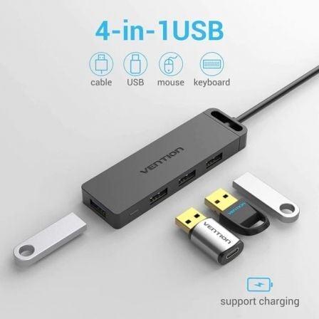 Hub USB 3.0 Vention CHLBD/ 4xUSB/ MicroUSB PD/ 50cm - Tiensol