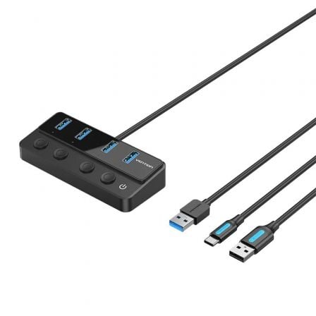 Hub USB 3.0 Vention CHWBF/ 4xUSB/ 1xUSB Tipo - C PD/ Incluye cable Carga USB Macho - USB Tipo - C Macho - Tiensol