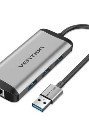 Hub USB 3.0 Vention CKBHB/ 3xUSB/ 1xRJ45/ Gris - Tiensol