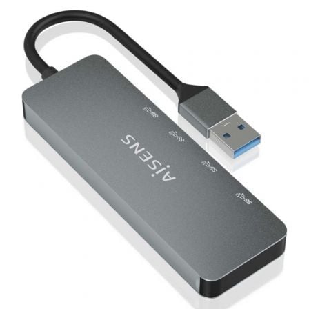 Hub USB 3.2 Aisens A106 - 0696/ 2xUSB/ 2xUSB Tipo - C/ Gris - Tiensol