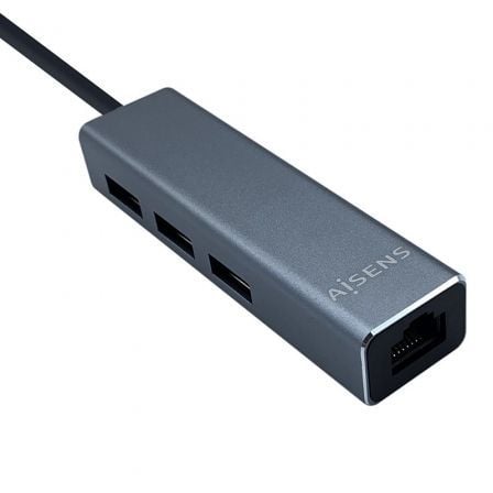 Hub USB Tipo - C Aisens A109 - 0396/ 3xUSB/ 1xRJ45/ Gris - Tiensol