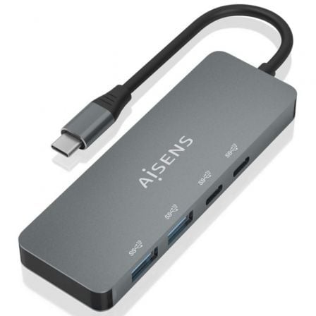 Hub USB Tipo - C Aisens A109 - 0694/ 2xUSB/ 2xUSB Tipo - C/ Gris - Tiensol