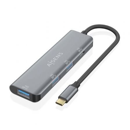 Hub USB Tipo - C Aisens A109 - 0764/ 3xUSB/ 1xUSB Tipo - C/ Gris - Tiensol