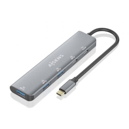 Hub USB Tipo - C Aisens A109 - 0857/ 3xUSB/ 1xUSB Tipo - C/ 1xUSB Tipo - C PD/ Gris - Tiensol