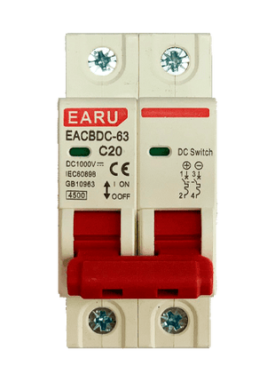 Interruptor Automático EARU DC MCB 1000V 20A 2P - Tiensol