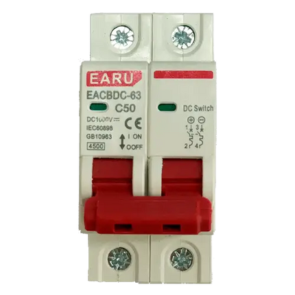 Interruptor Automático EARU DC MCB 1000V 50A 2P - Tiensol