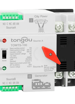 Interruptor de Transferencia 2P ATS 100A Tongou TOWTS - 100 - Tiensol