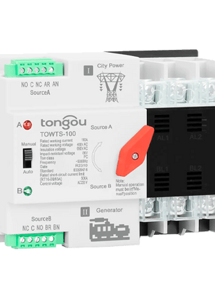 Interruptor de Transferencia 3P ATS 100A Tongou TOWTS - 100 - Tiensol