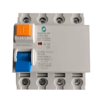 Interruptor Diferencial XID - 63 4P 40A 30mA | Tipo A - Tiensol
