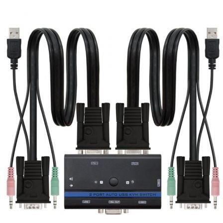 KVM Switch Nanocable 10.12.0001/ PC - CPU: 2 VGA + 2 USB + 4 JACK 3.5 / CONSOLA: 2 USB + VGA + 2 JACK 2.5/ 1.4m - Tiensol