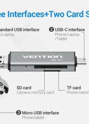 Lector de Tarjetas Externo Vention CCJH0/ USB 2.0 - Tiensol