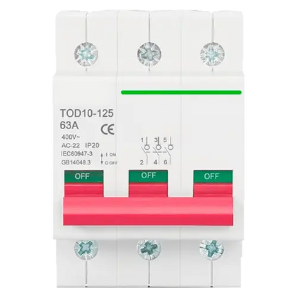 Magnetotermico 3P 400V 63A Tongou TOD10 - 125 - Tiensol