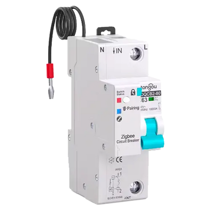 Magnetotérmico Inteligente Tongou 1P TOQCB2-80 1-63A Curva C Zigbee - Protecciones Eléctricas CA