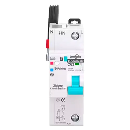 Magnetotérmico Inteligente Tongou 1P TOQCB2-80 1-63A Curva C Zigbee - Protecciones Eléctricas CA