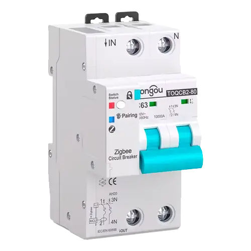 Magnetotérmico Inteligente Tongou 2P TOQCB2-80 1-63A Curva C Zigbee - Protecciones Eléctricas CA