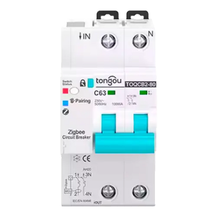 Magnetotérmico Inteligente Tongou 2P TOQCB2-80 1-63A Curva C Zigbee - Protecciones Eléctricas CA