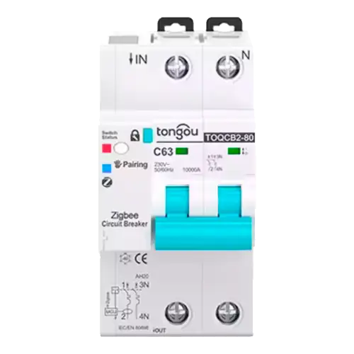 Magnetotérmico Inteligente Tongou 2P TOQCB2-80 1-63A Curva C Zigbee - Protecciones Eléctricas CA