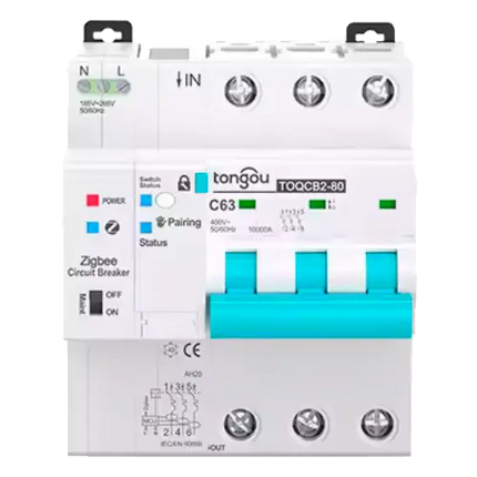 Magnetotérmico Inteligente Tongou 3P TOQCB2-80 1-63A Curva C Zigbee - Protecciones Eléctricas CA