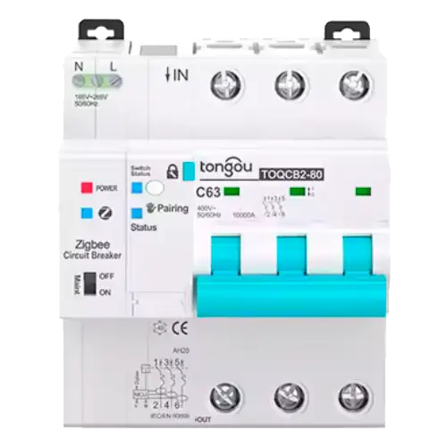 Magnetotérmico Inteligente Tongou 3P TOQCB2-80 1-63A Curva C Zigbee - Protecciones Eléctricas CA