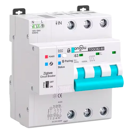 Magnetotérmico Inteligente Tongou 3P TOQCB2-80 1-63A Curva C Zigbee - Protecciones Eléctricas CA