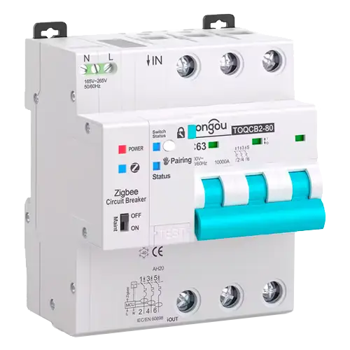 Magnetotérmico Inteligente Tongou 3P TOQCB2-80 1-63A Curva C Zigbee - Protecciones Eléctricas CA