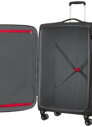 Maleta Mediana American Tourister Crosstrack Spinner Expansible 79cm/ 79x46.5x30.5cm/ 4 Ruedas/ Gris y Rojo - Tiensol