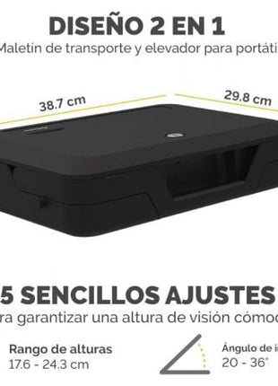 Maletín con Elevador Fellowes Breyta para Portátiles hasta 14'/ Negro - Tiensol