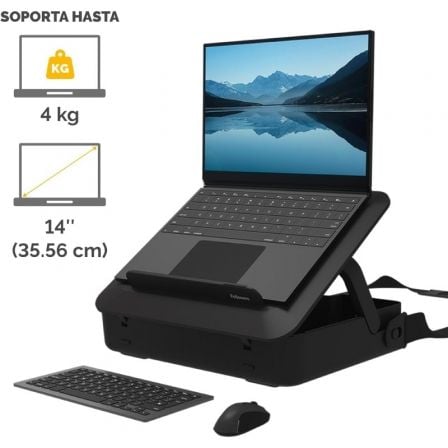 Maletín con Elevador Fellowes Breyta para Portátiles hasta 14'/ Negro - Tiensol