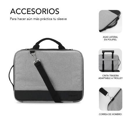 Maletín Subblim Advance Laptop Sleeve para Portátiles hasta 15.6'/ Gris - Tiensol