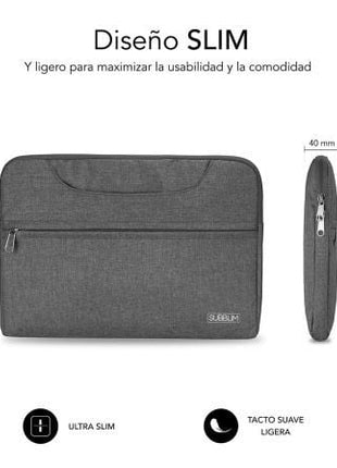 Maletín Subblim Business Laptop Sleeve para Portátiles hasta 15.6'/ Cinta para Trolley/ Gris - Tiensol