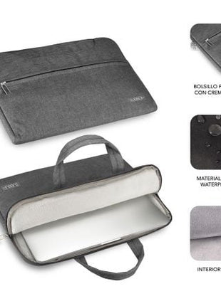 Maletín Subblim Business Laptop Sleeve para Portátiles hasta 15.6'/ Cinta para Trolley/ Gris - Tiensol